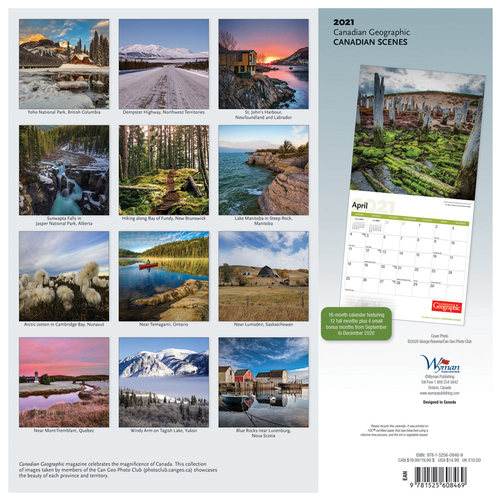 2021 Canadian Geographic-Canadian Scenes Wall Calendar - Calendars - 2021 Calendar